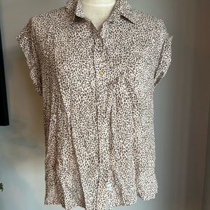 Rails Womens Animal Print Whitney Button Up Collared Blouse Size M Sand Cheetah